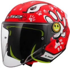 Casco Jet Bambino Ls2 OF622 Funny II Paws Rosso