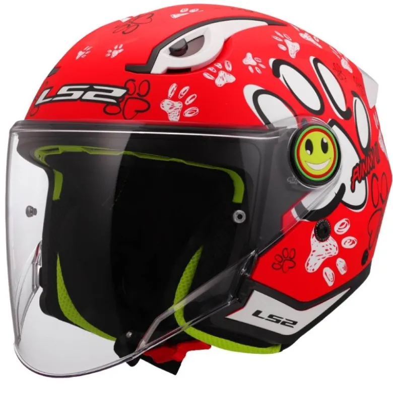 Casco Jet Bambino Ls2 OF622 Funny II Paws Rosso