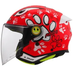 Casco Jet Bambino Ls2 OF622 Funny II Paws Rosso