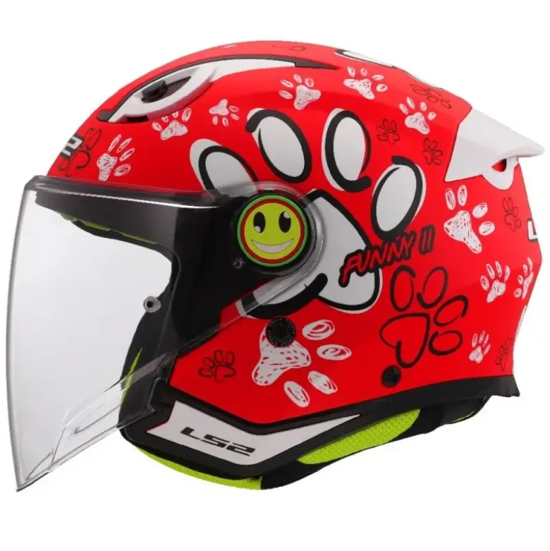 Casco Jet Bambino Ls2 OF622 Funny II Paws Rosso