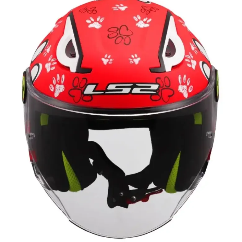 Casco Jet Bambino Ls2 OF622 Funny II Paws Rosso