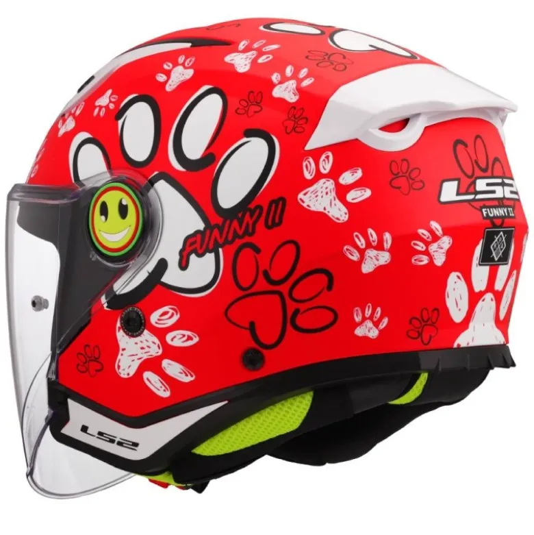 Casco Jet Bambino Ls2 OF622 Funny II Paws Rosso