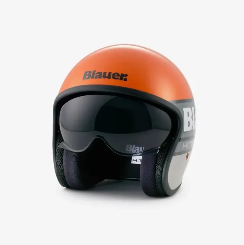 Casco Jet Blauer Pilot 4.0 Arancione Grigio Lucido