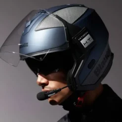 Casco Jet Blauer Solo BTR Blu Carbon Nero Opaco