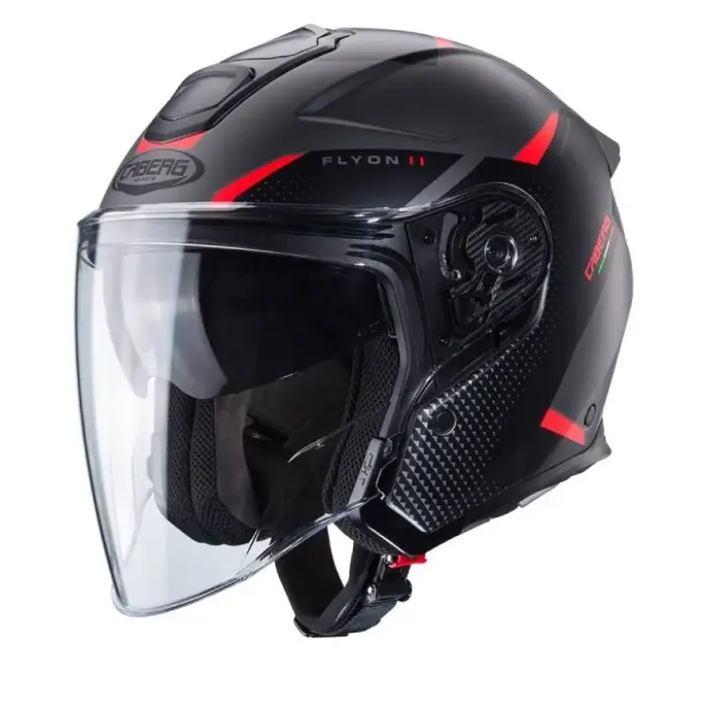 Casco Jet Caberg Flyon II Boss Grigio Opaco Rosso Nero
