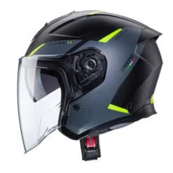 Casco Jet Caberg Flyon II Boss Nero Opaco Grigio Giallo Fluo