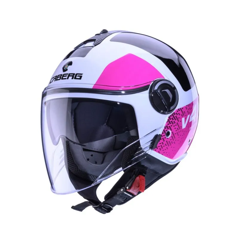 Casco Jet Caberg Riviera V4 X Alpha Bianco Nero Fucsia