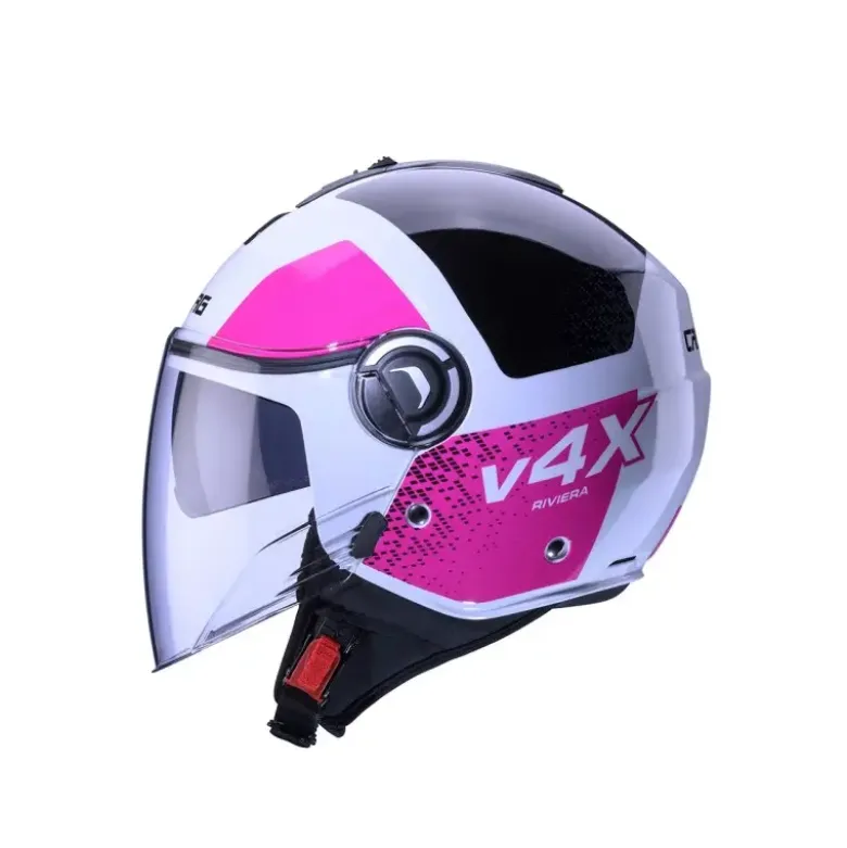 Casco Jet Caberg Riviera V4 X Alpha Bianco Nero Fucsia