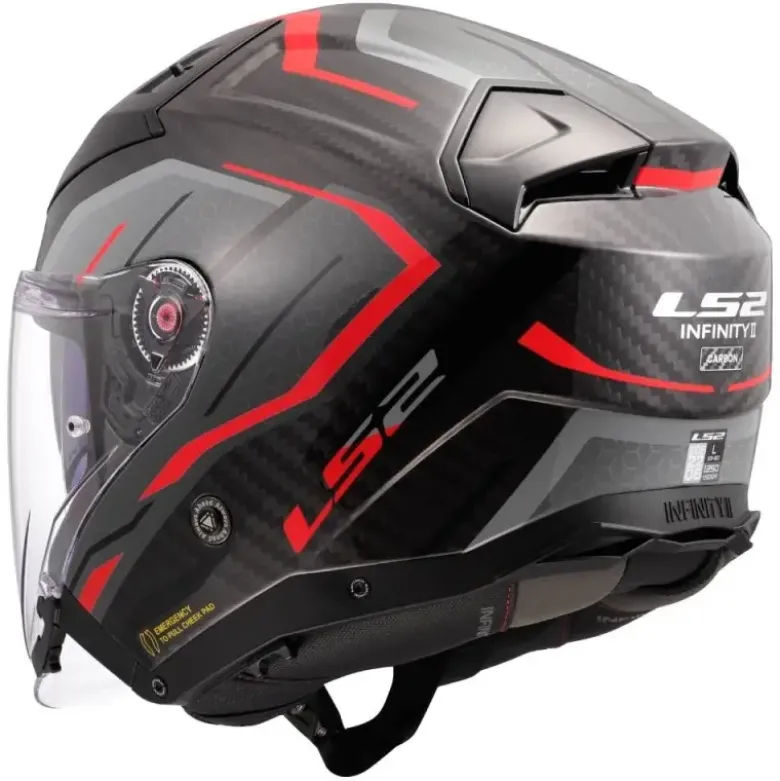 Casco Jet Carbonio Ls2 OF603 Infinity II Carbon Urus Rosso