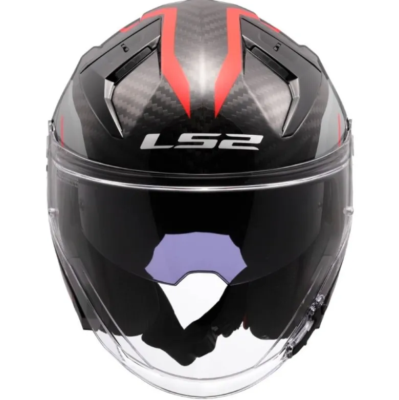 Casco Jet Carbonio Ls2 OF603 Infinity II Carbon Urus Rosso