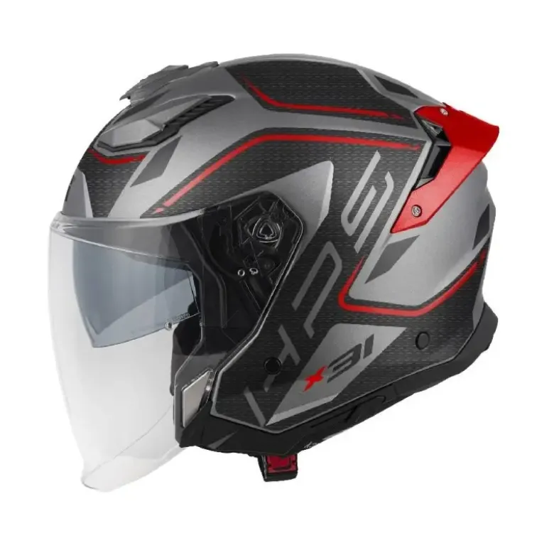 Casco Jet Givi X.31 Impact Titanio Opaco Nero Rosso