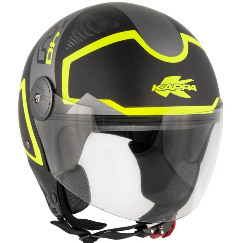 Casco Jet Kappa Shapes KV40 Nero Opaco Grigio Giallo