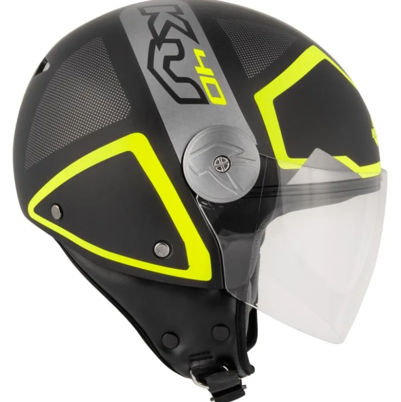 Casco Jet Kappa Shapes KV40 Nero Opaco Grigio Giallo
