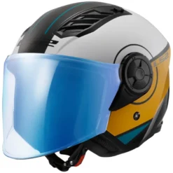 Casco Jet Ls2 OF616 Airflow 2 Cover Bianco Marrone Lucido con Visiera Aggiuntiva