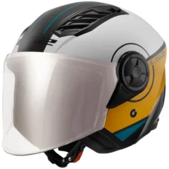 Casco Jet Ls2 OF616 Airflow 2 Cover Bianco Marrone Lucido con Visiera Aggiuntiva