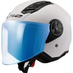 Casco Jet Ls2 OF616 Airflow 2 Solid Bianco Lucido con Visiera Aggiuntiva