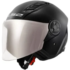 Casco Jet Ls2 OF616 Airflow 2 Solid Nero Lucido con Visiera Aggiuntiva