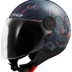 Casco Jet Ls2 OF558 Sphere Lux II Maxca Cobalto Arancio Lucido