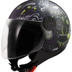 Casco Jet Ls2 OF558 Sphere Lux II Maxca Nero Lucido H-V Giallo