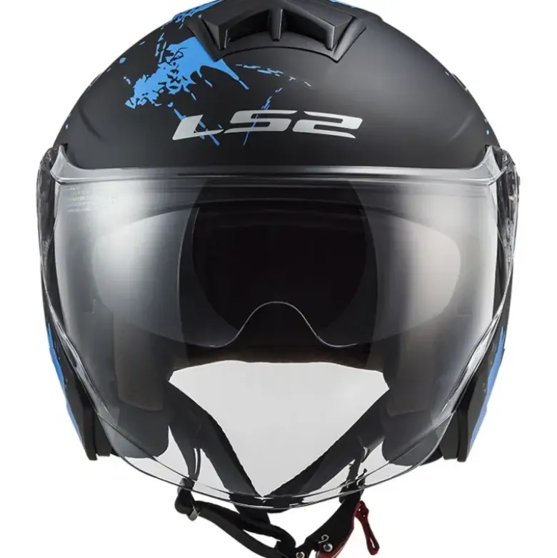 Casco Jet Ls2 OF573 Twister II Xover Opaco Nero Blu