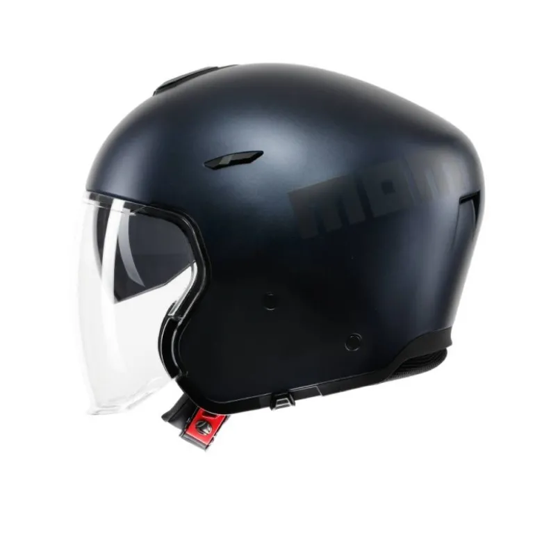 Casco Jet Momo Design Aero Mono Blu Opaco Antracite