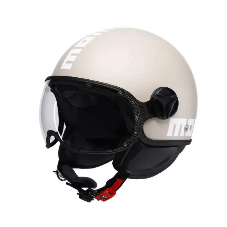 Casco Jet Momo Design Fgtr Classic Bianco Pastello Maltato Opaco