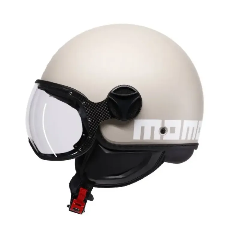 Casco Jet Momo Design Fgtr Classic Bianco Pastello Maltato Opaco