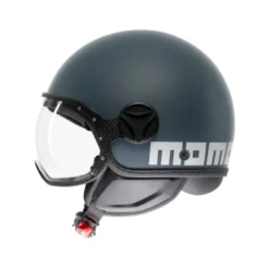Casco Jet Momo Design Fgtr Classic Candy Ottanio Opaco Grigio Bianco