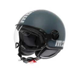 Casco Jet Momo Design Fgtr Classic Candy Ottanio Opaco Grigio Bianco