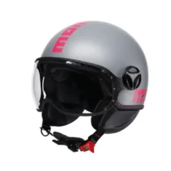 Casco Jet Momo Design Fgtr Classic Grigio Fucsia Fluo Opaco