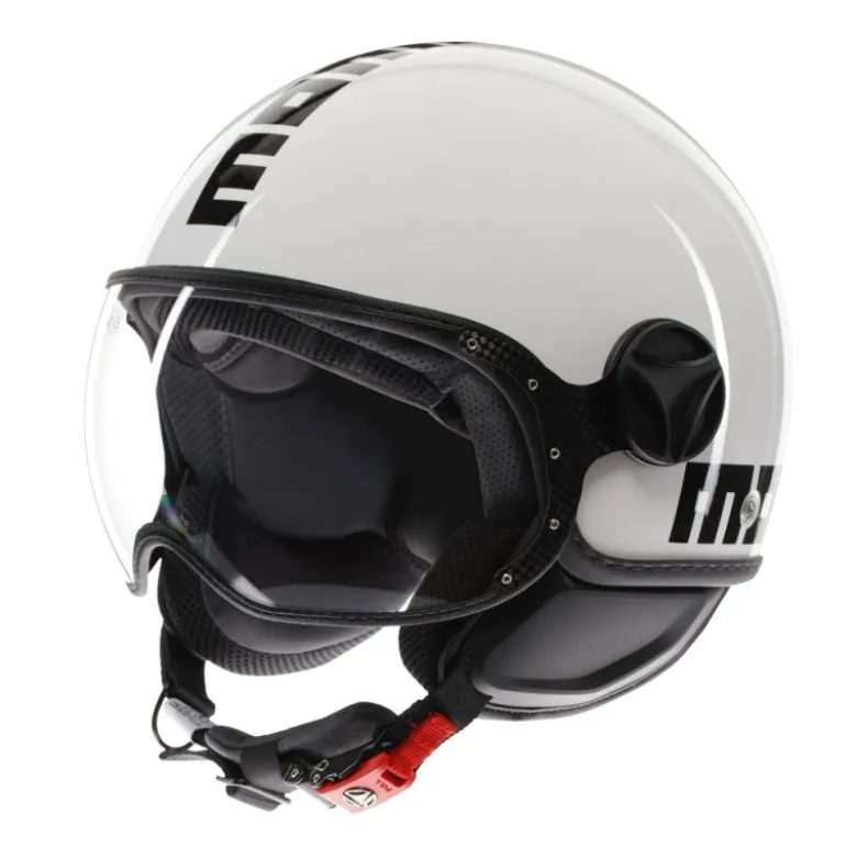 Casco Jet Momo Design Fgtr Classic Mono Lucido Bianco Nero