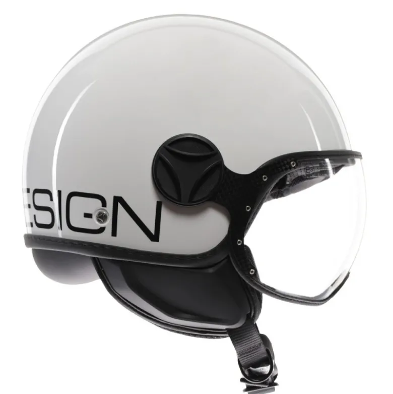Casco Jet Momo Design Fgtr Classic Mono Lucido Bianco Nero