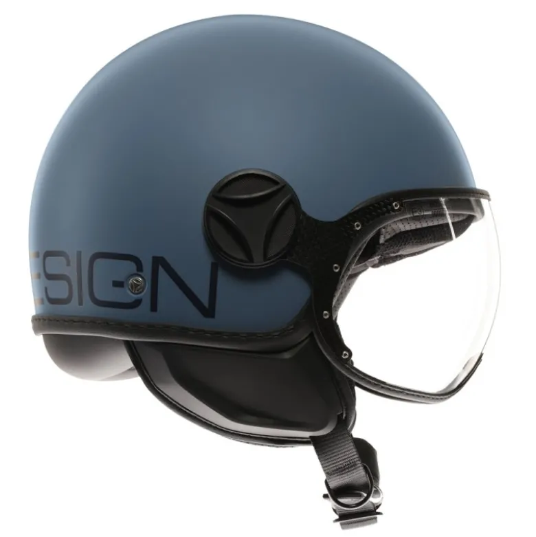 Casco Jet Momo Design Fgtr Classic Mono Opaco Dusty Blu