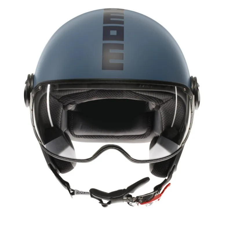 Casco Jet Momo Design Fgtr Classic Mono Opaco Dusty Blu