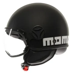 Casco Jet Momo Design Fgtr Classic Mono Opaco Nero Bianco