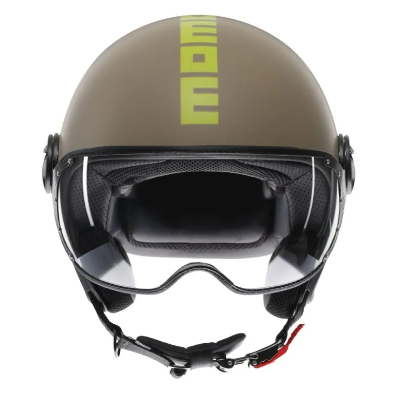 Casco Jet Momo Design Fgtr Classic Mono Opaco Sabbia Giallo Lime