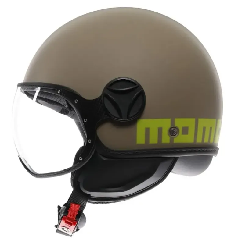 Casco Jet Momo Design Fgtr Classic Mono Opaco Sabbia Giallo Lime