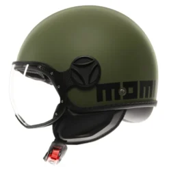 Casco Jet Momo Design Fgtr Classic Mono Opaco Verde Militare Nero