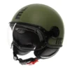 Casco Jet Momo Design Fgtr Classic Mono Opaco Verde Militare Nero
