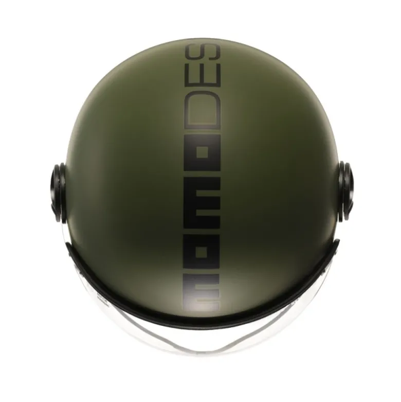 Casco Jet Momo Design Fgtr Classic Mono Opaco Verde Militare Nero