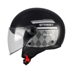 Casco Jet Mt Helmets Of501 B Street S B2 Runway Nero Grigio Lucido