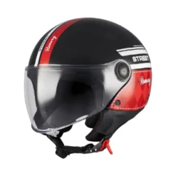 Casco Jet Mt Helmets Of501 B Street S B5 Runway Nero Rosso Lucido