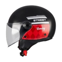 Casco Jet Mt Helmets Of501 B Street S B5 Runway Nero Rosso Lucido