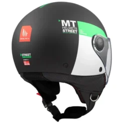 Casco Jet Mt Helmets Of501 B Street S D6 Nero Verde Inboard Opaco