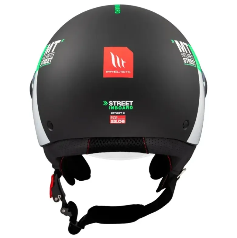 Casco Jet Mt Helmets Of501 B Street S D6 Nero Verde Inboard Opaco
