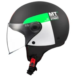 Casco Jet Mt Helmets Of501 B Street S D6 Nero Verde Inboard Opaco