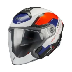 Casco Jet Mt Helmets Of515Sv Cosmo Sv A5 Icarus Bianco Blu Rosso Lucido