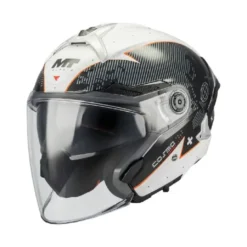 Casco Jet Mt Helmets Of515Sv Cosmo Sv A1 Layout Bianco Nero Lucido