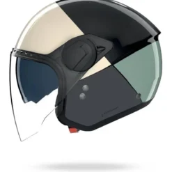 Casco Jet Nolan N20-2 Visor Blocco 354 Nero Avorio Verde Grigio Antracite Lucido