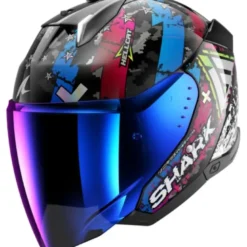 Casco Jet Shark Skwal i3 Jet Hellcat Nero Chrome Blu